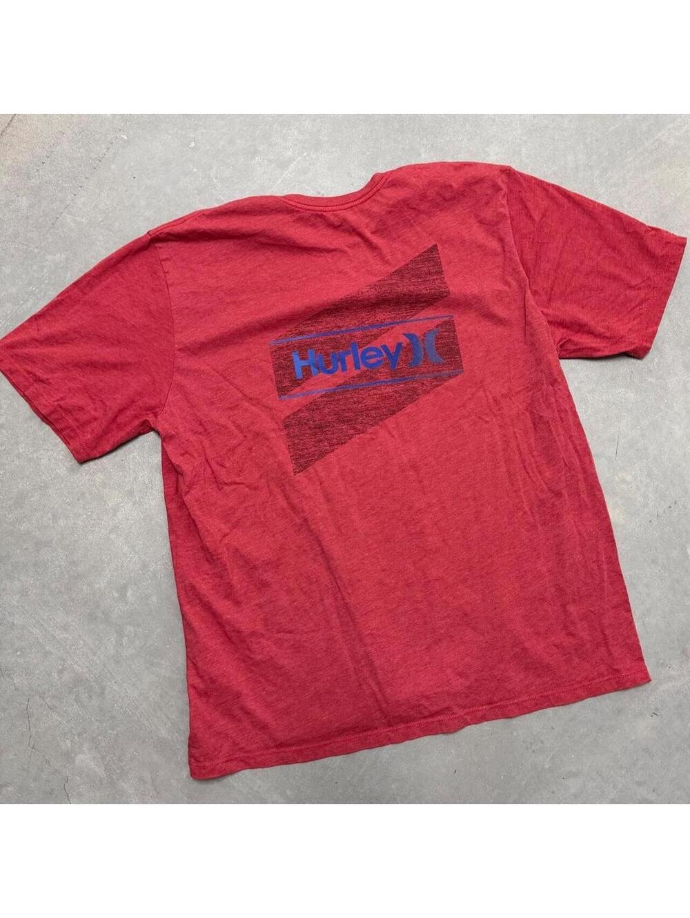 2000s Surfwear Hurley Logo Graphic Red Men's Tee Sized XXL